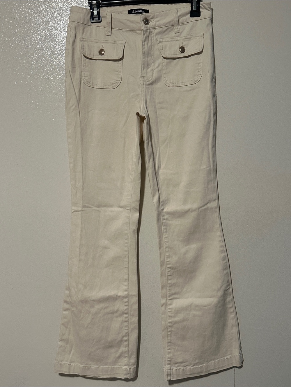 d. jeans Cream Bootcut Pants with Front Patch Pockets